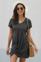 Flanging Cuffs Side Knot Dress