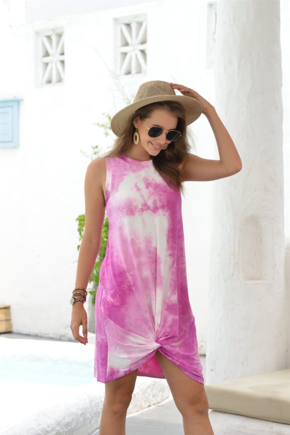 Round Neck Sleeveless Tie Dye Dress