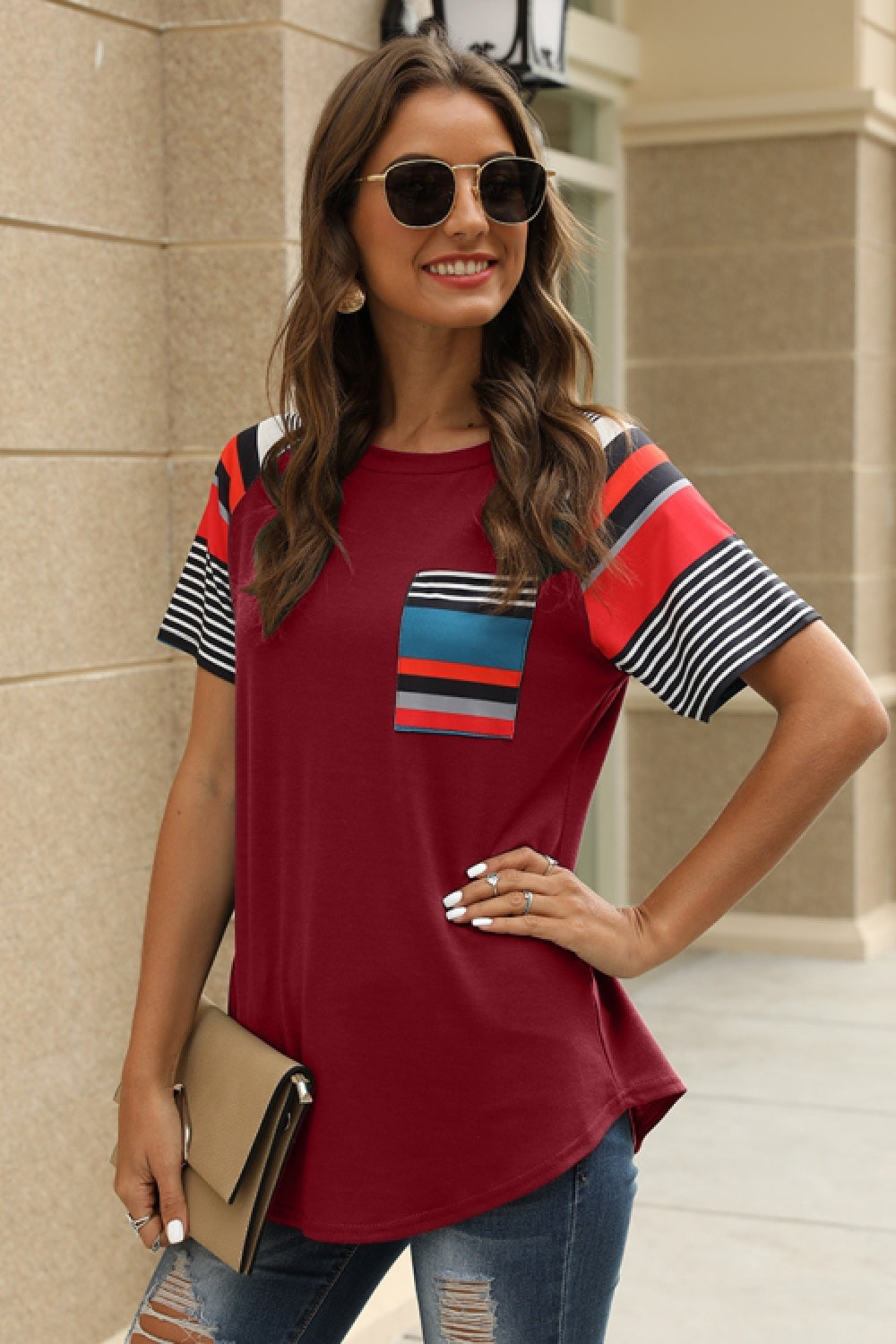 See You Again Striped  T-Shirt