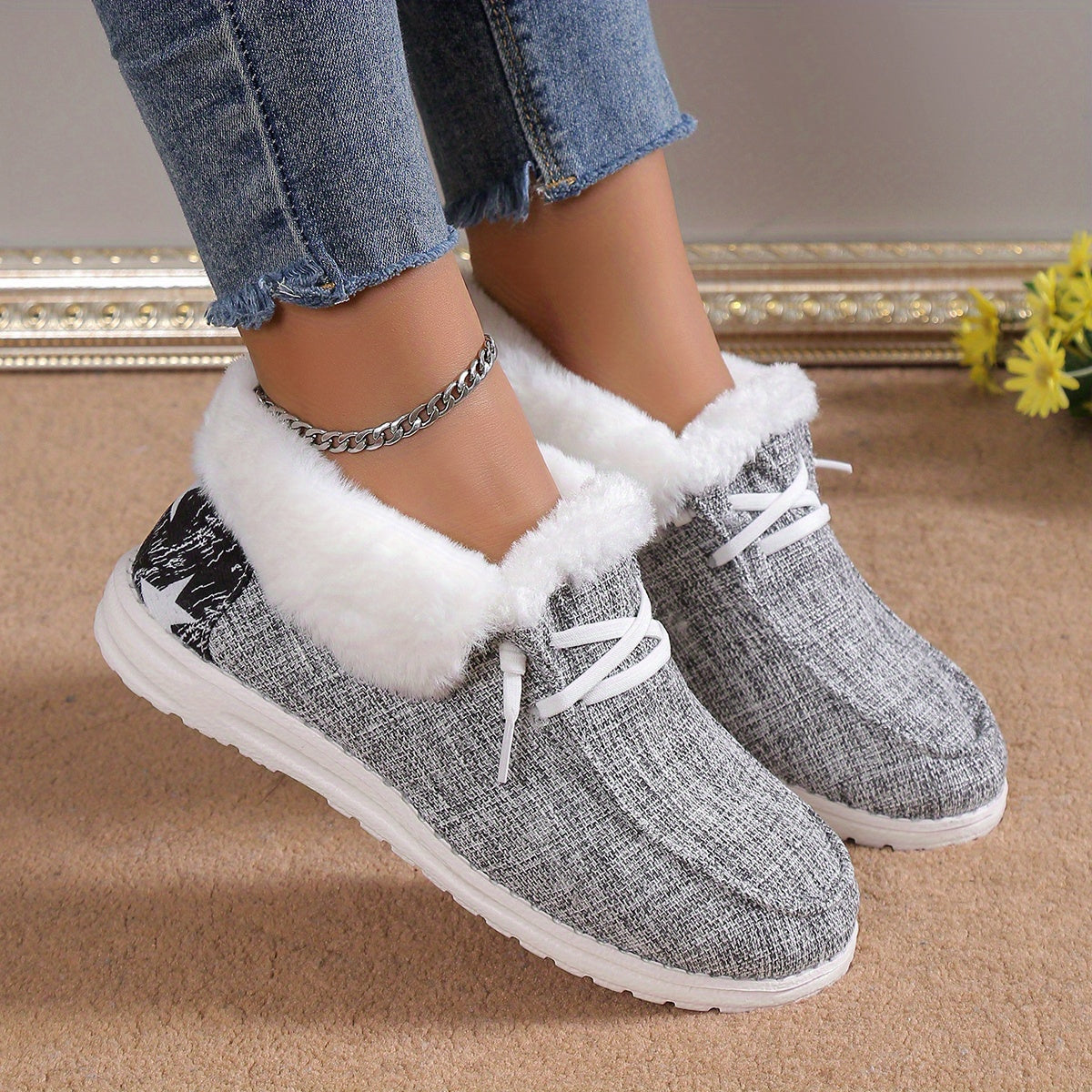 Plush Lined Warm & Cozy Slip On Canvas Shoes