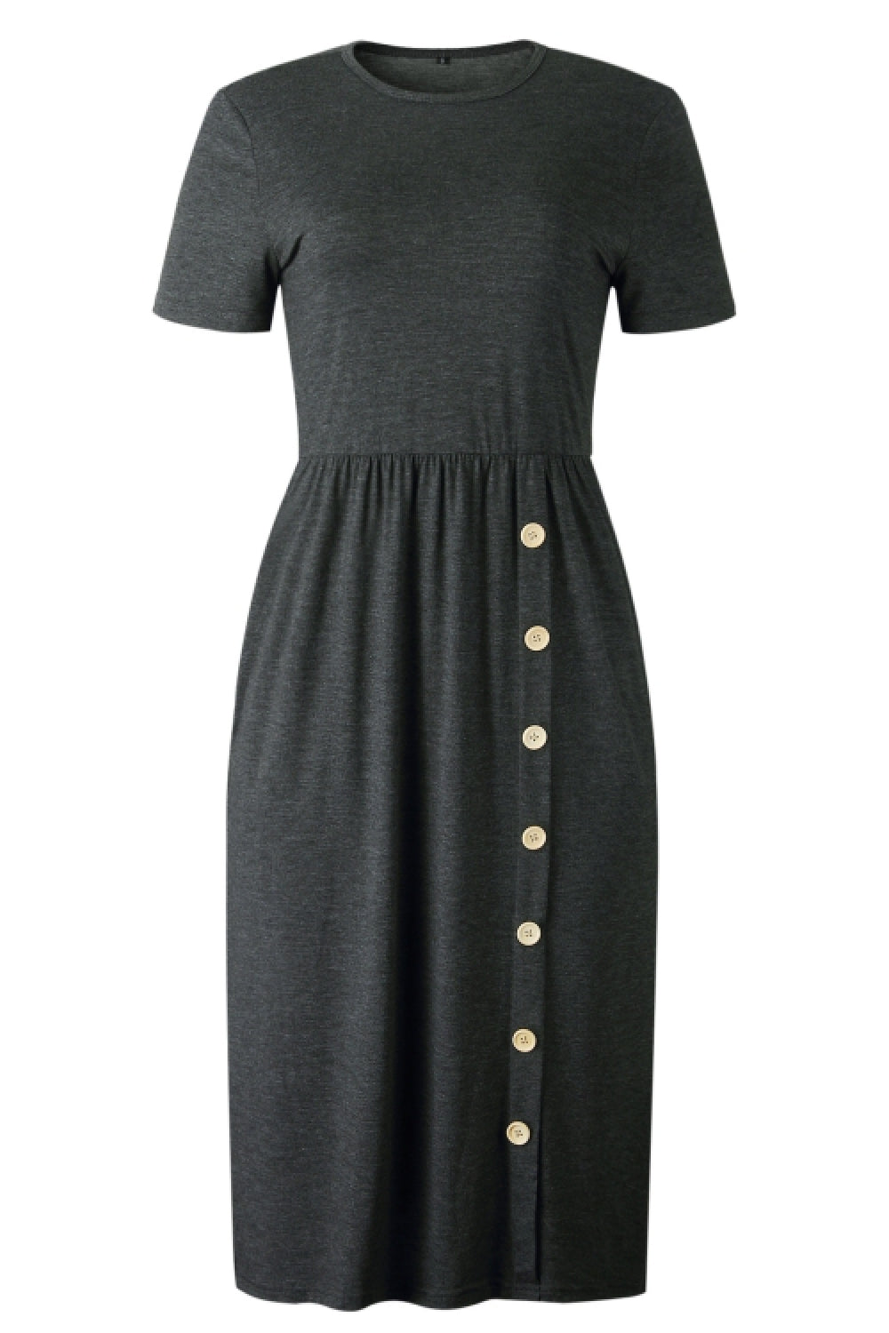 Button Casual Plain Knitting Dress