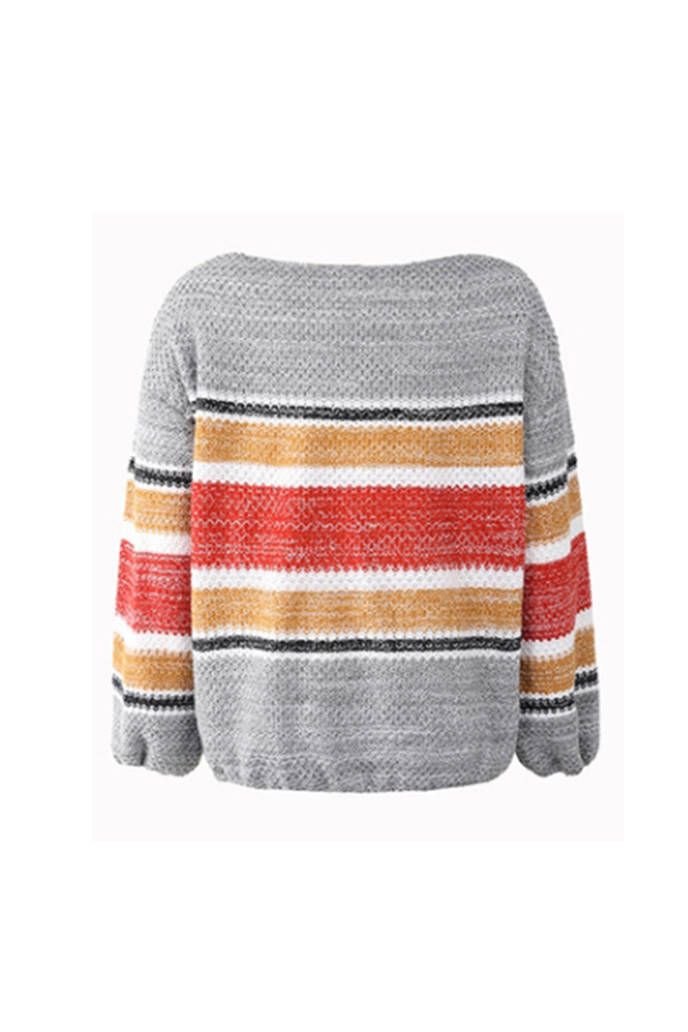 Off-Shoulder Contrast Rainbow Striped Sweater
