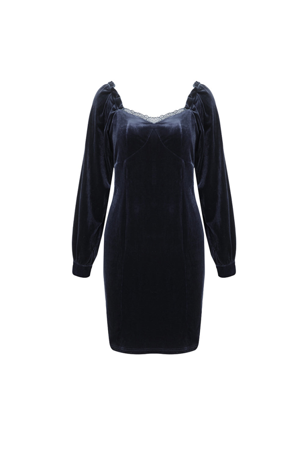 Slim Long-Sleeved Velour Sheath Dress