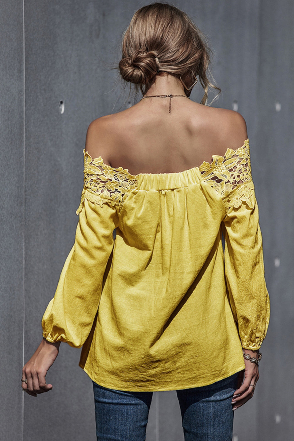 Lace Patchwork Off-Shoulder Blouse