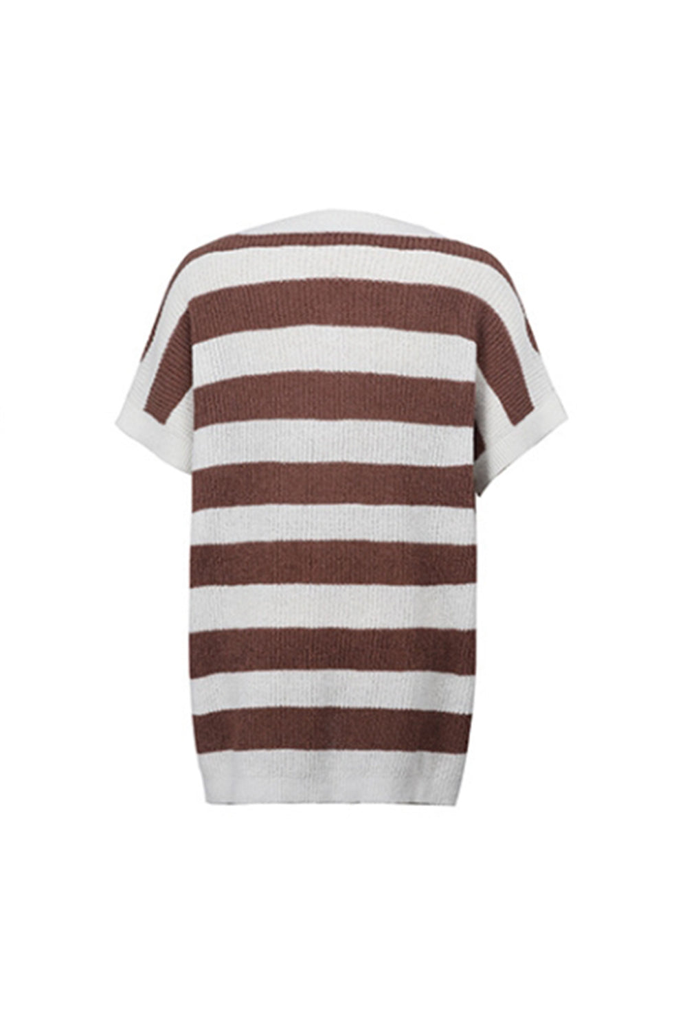 V-Neck Striped Short-Sleeved Sweater