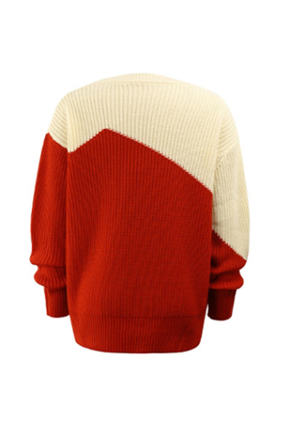 Round Neck Contrast Patchwork Pullover