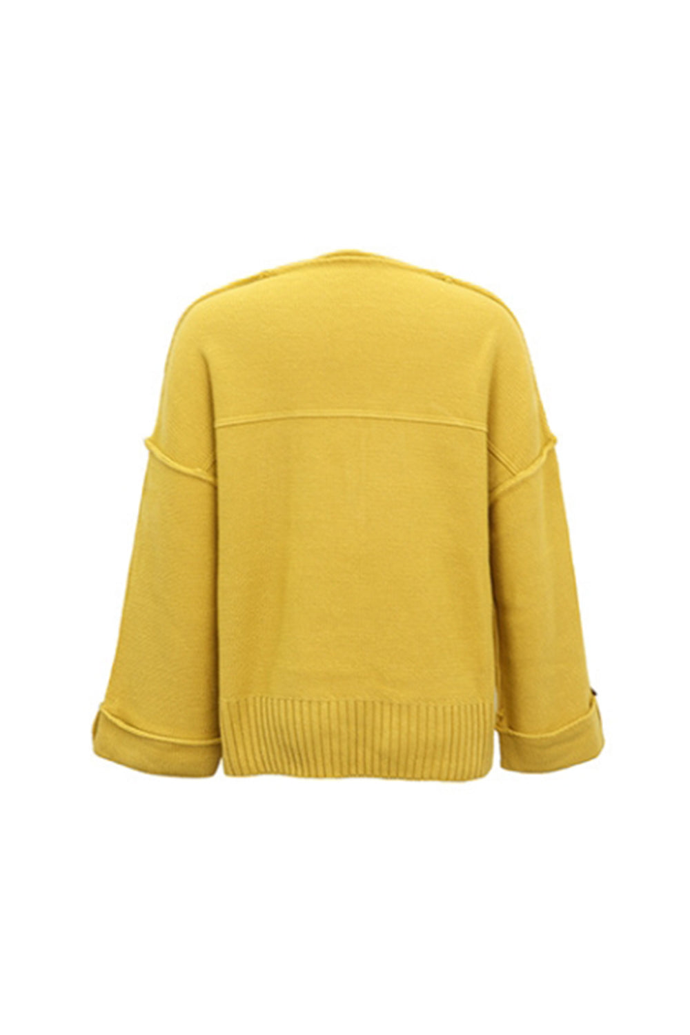 Reverse Button V-Neck Sweater