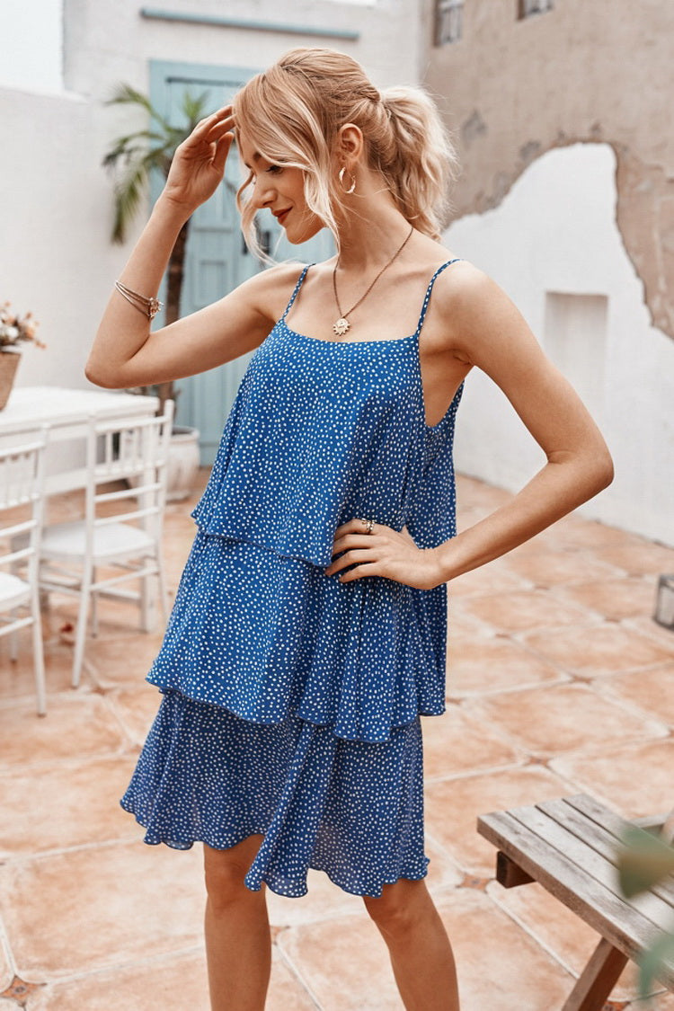 Ruffled Dot Sleeveless Dress