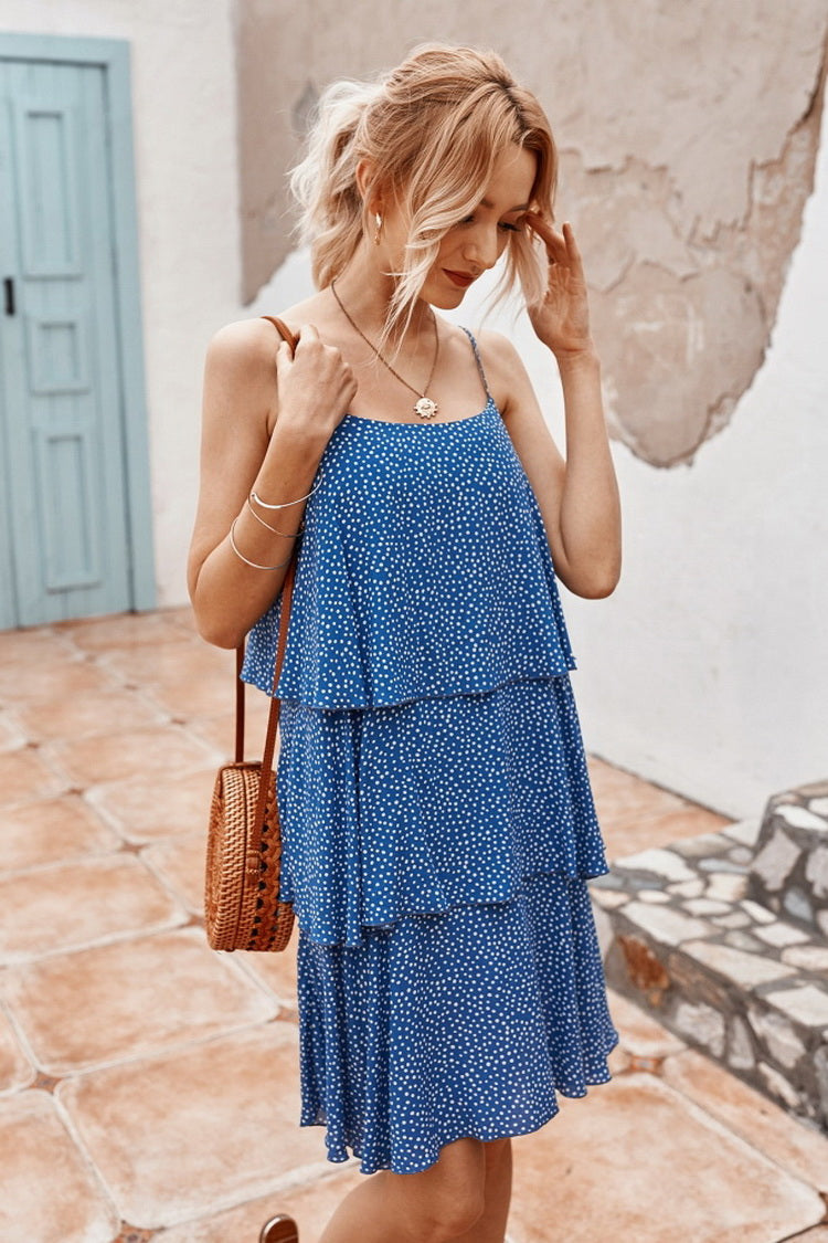 Ruffled Dot Sleeveless Dress