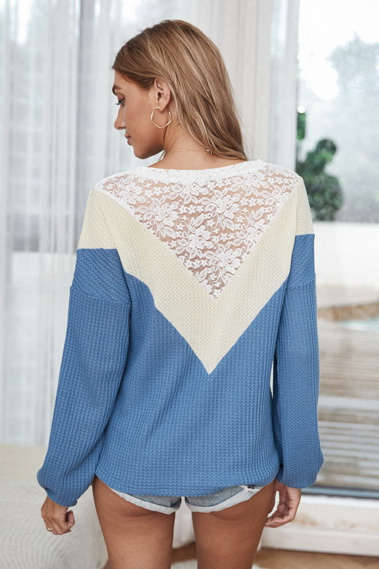 Patchwork Lace Collar Sweater