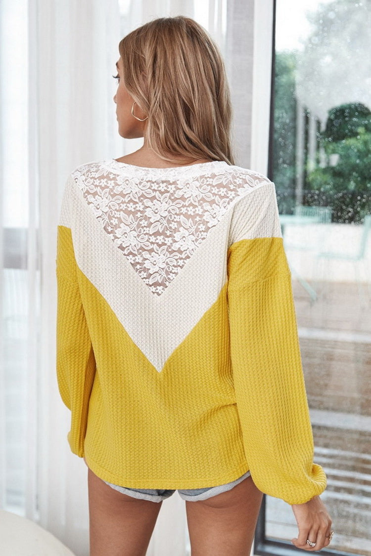 Patchwork Lace Collar Sweater