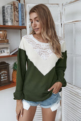 Patchwork Lace Collar Sweater