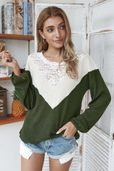 Patchwork Lace Collar Sweater