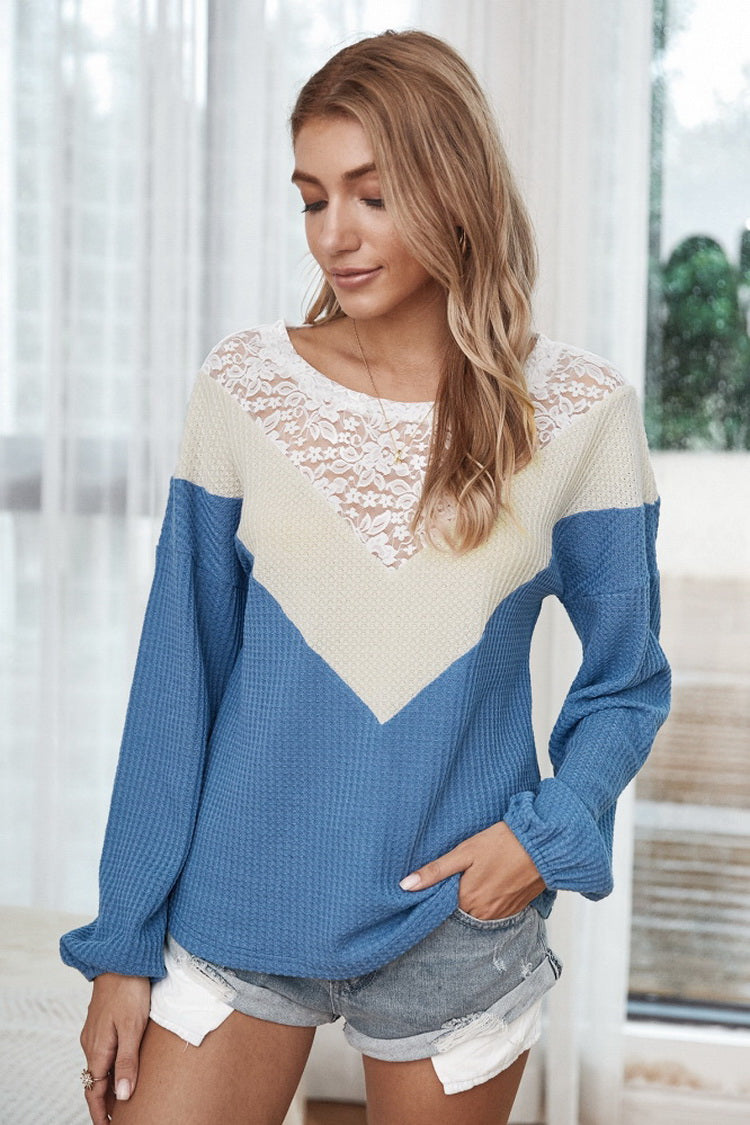 Patchwork Lace Collar Sweater