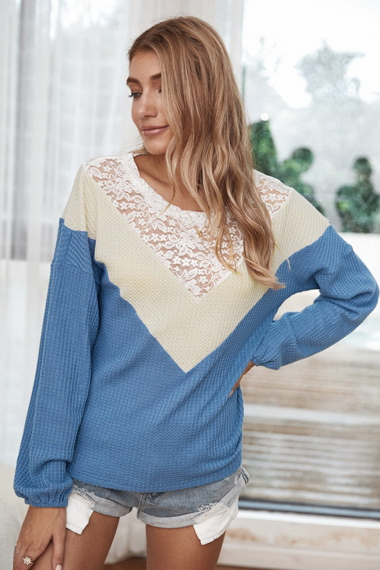 Patchwork Lace Collar Sweater
