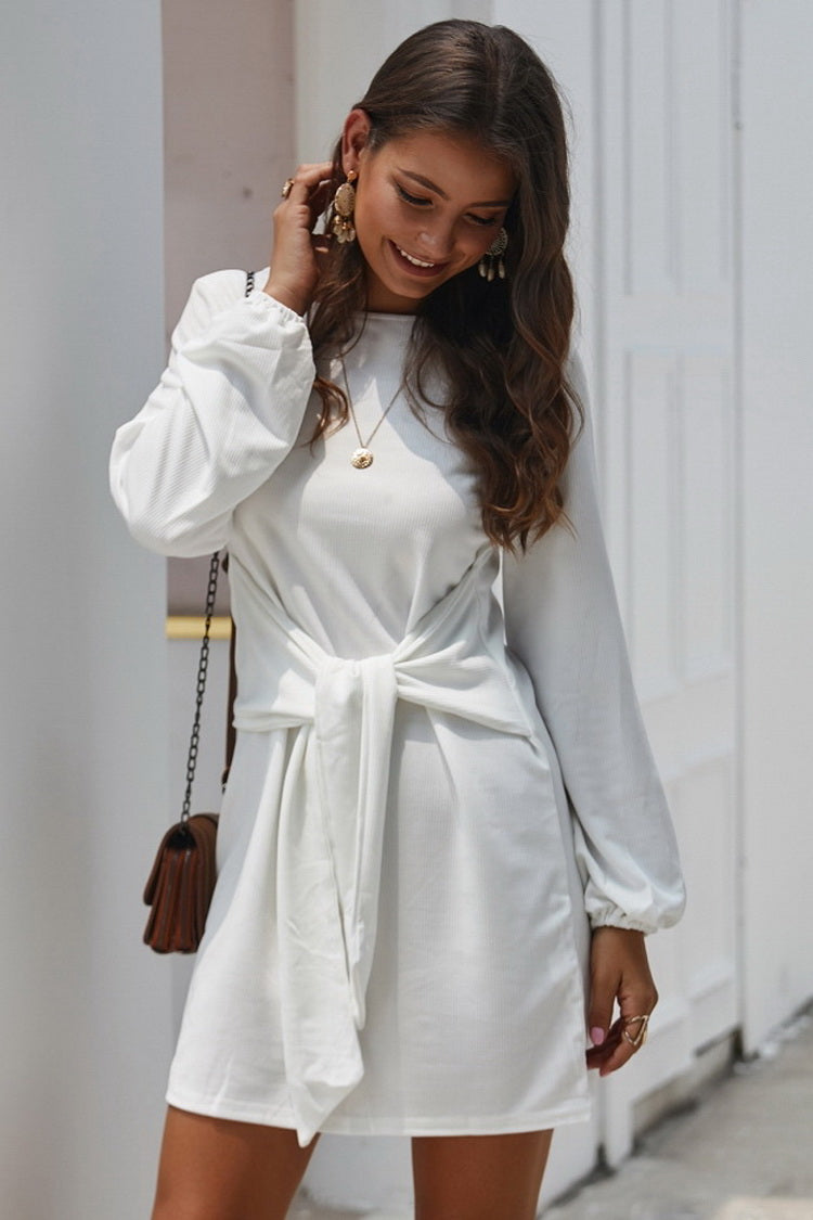 Long Sleeve Tie Casual Dress