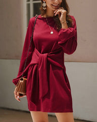 Long Sleeve Tie Casual Dress
