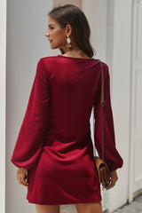 Long Sleeve Tie Casual Dress
