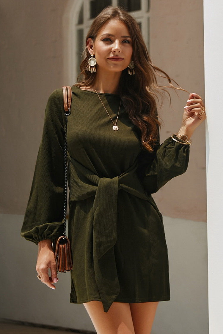 Long Sleeve Tie Casual Dress