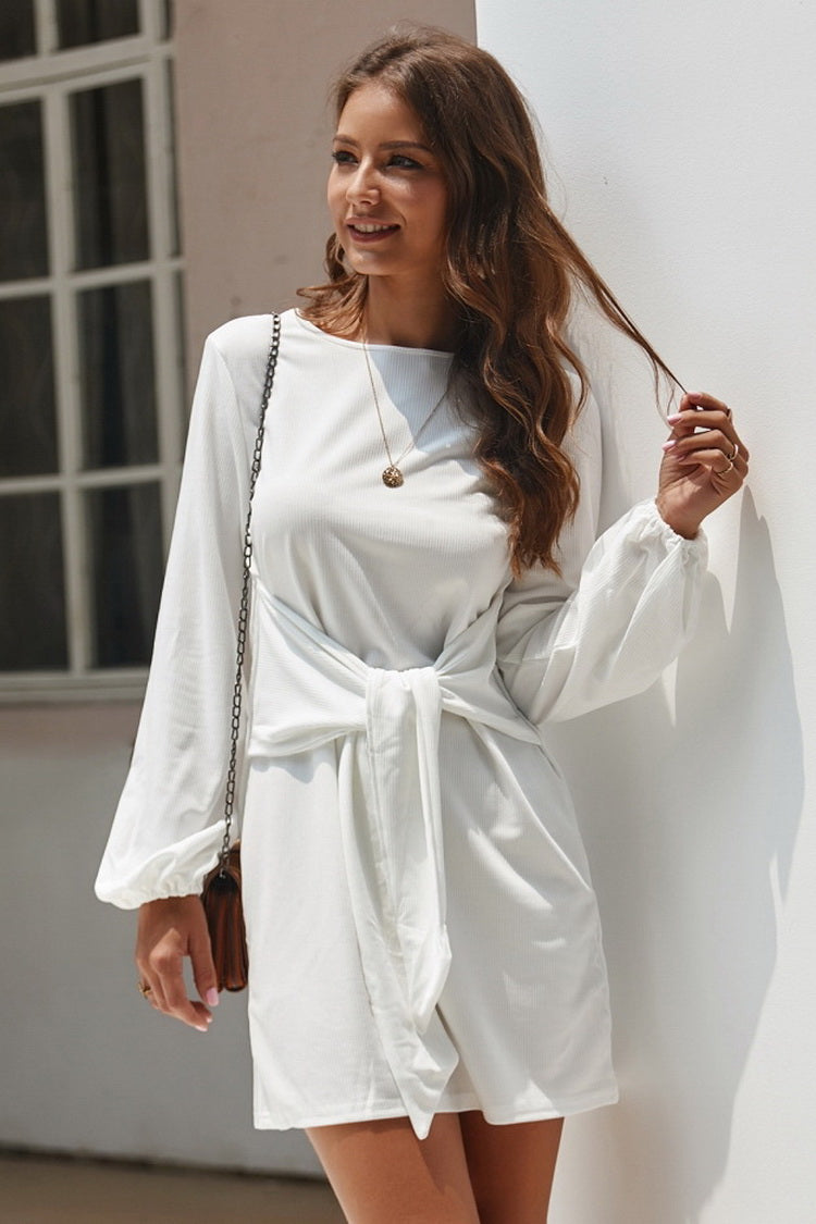 Long Sleeve Tie Casual Dress