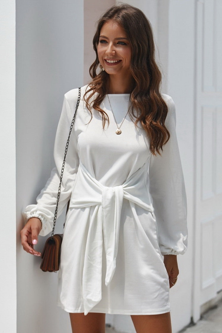 Long Sleeve Tie Casual Dress