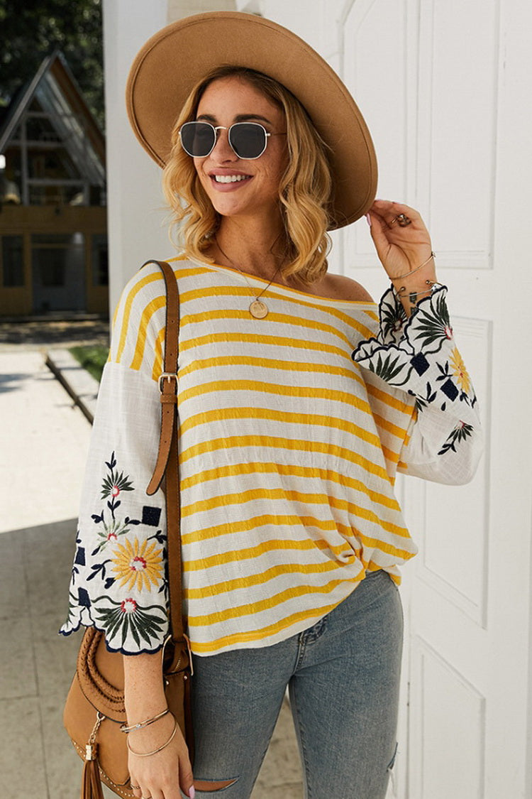 Embroidered Striped T-shirt