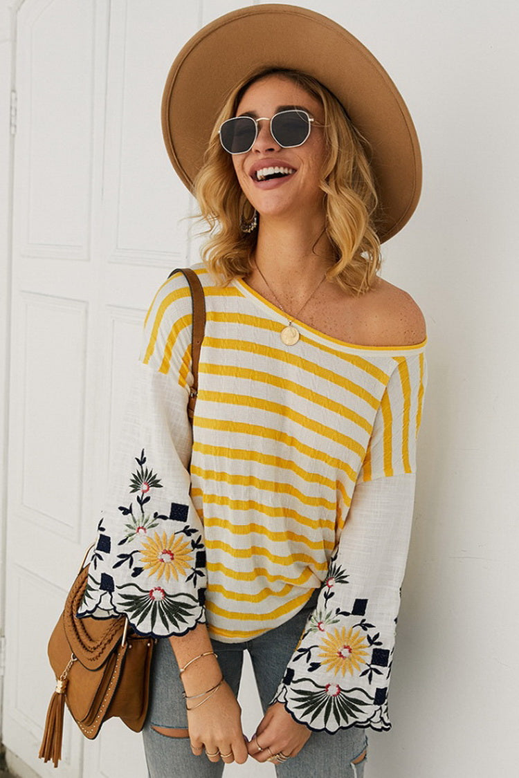 Embroidered Striped T-shirt