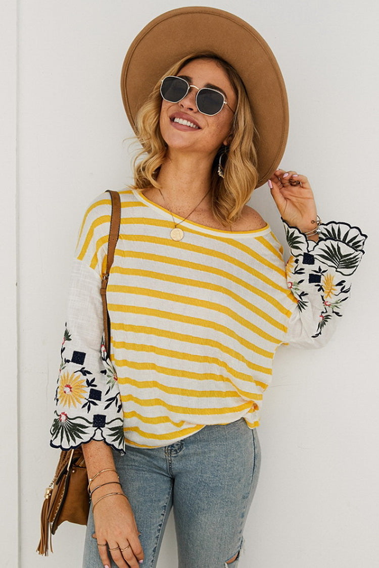 Embroidered Striped T-shirt