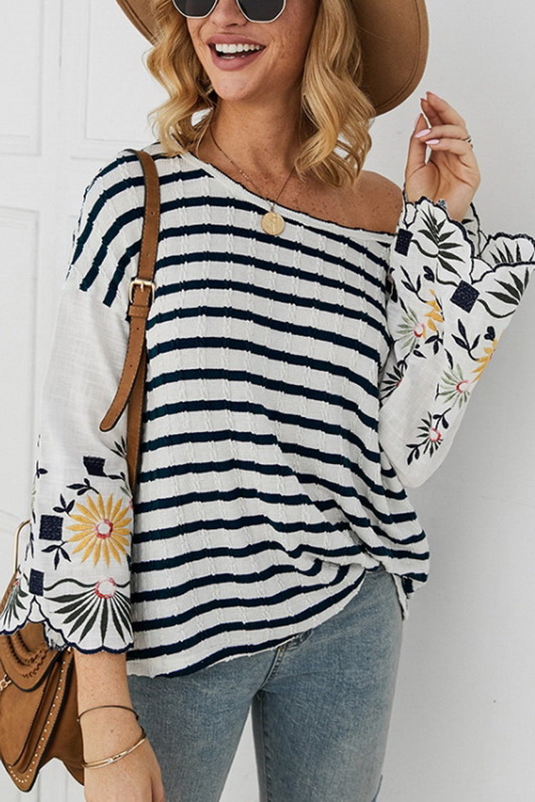 Embroidered Striped T-shirt