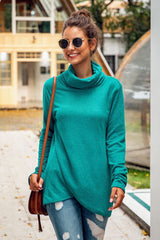 Turtleneck Long-sleeved Irregular Sweater