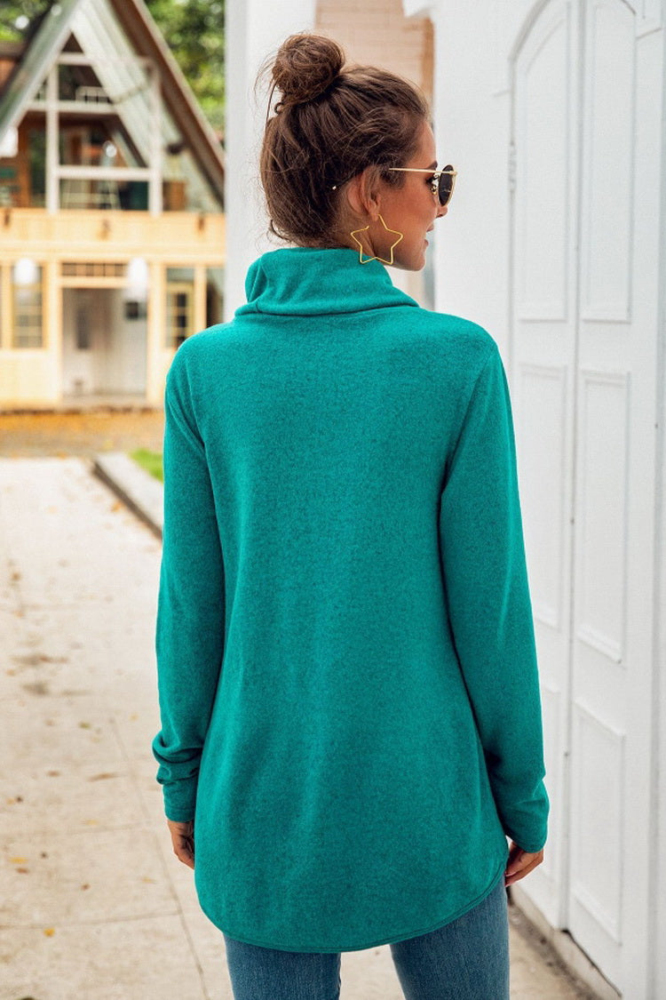 Turtleneck Long-sleeved Irregular Sweater