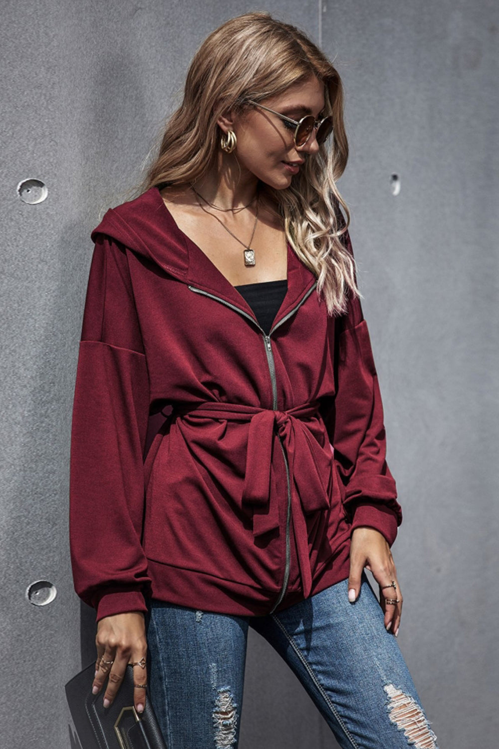 Loose High Waist Hooded Jacket