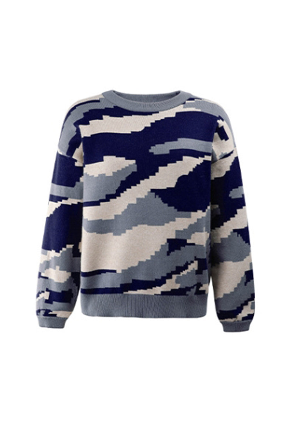 Round Neck Camouflage Leopard Sweater