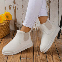 Plus Fleece Snow Slip On Flat Ankle Boots