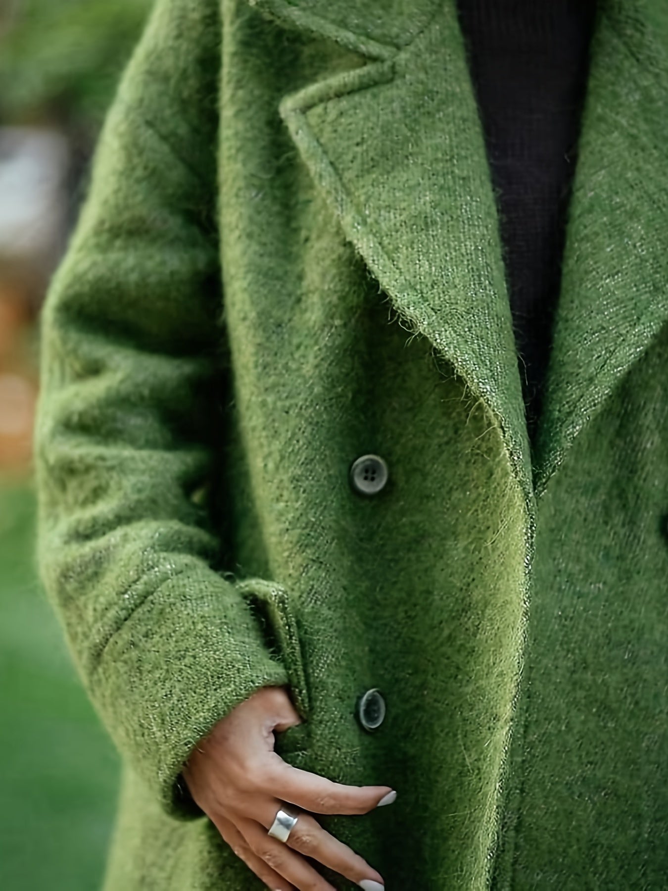 Elegant Mid-Length Notched Collar Over Coat