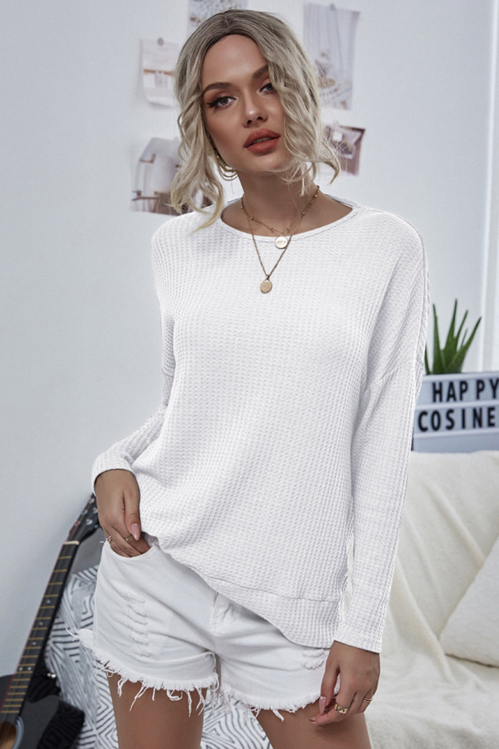 Round Neck Open Back Sweater