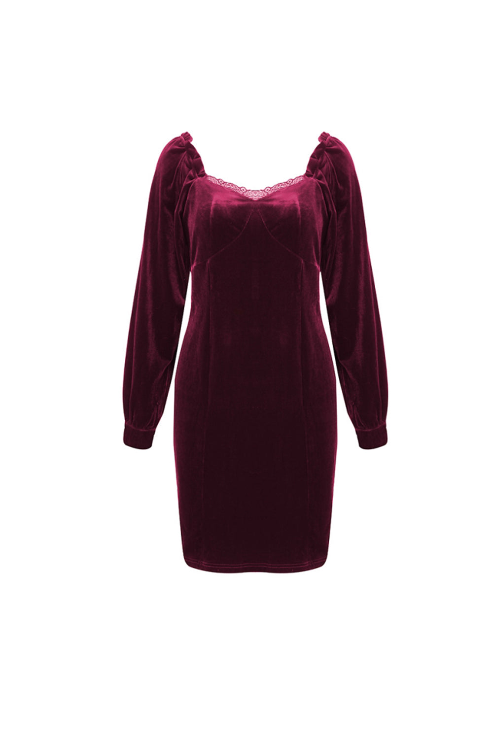 Slim Long-Sleeved Velour Sheath Dress
