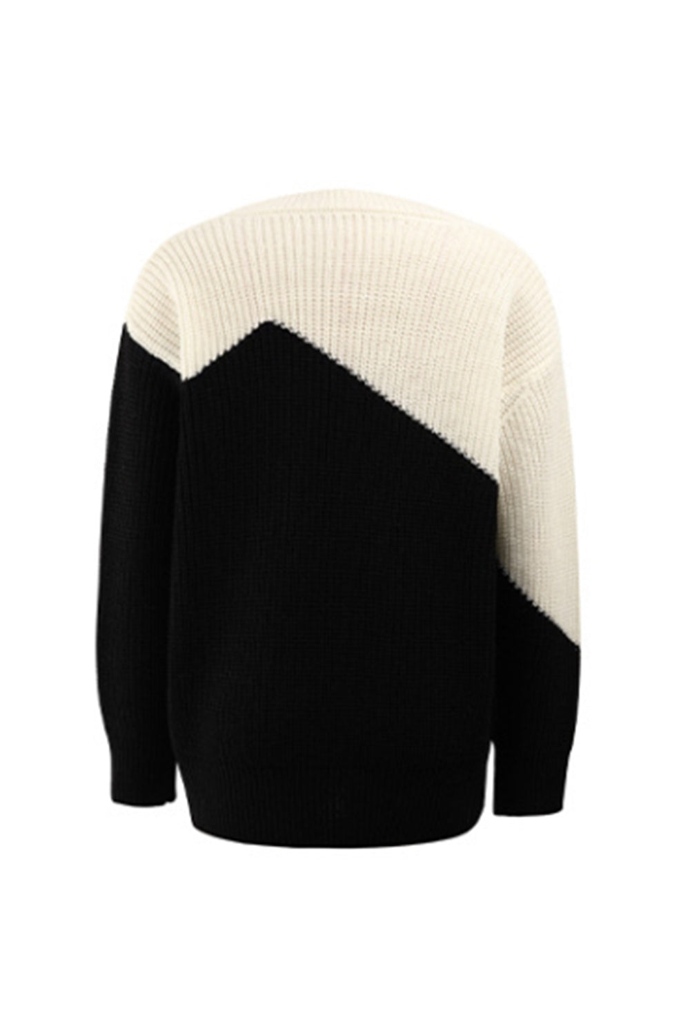 Round Neck Contrast Patchwork Pullover