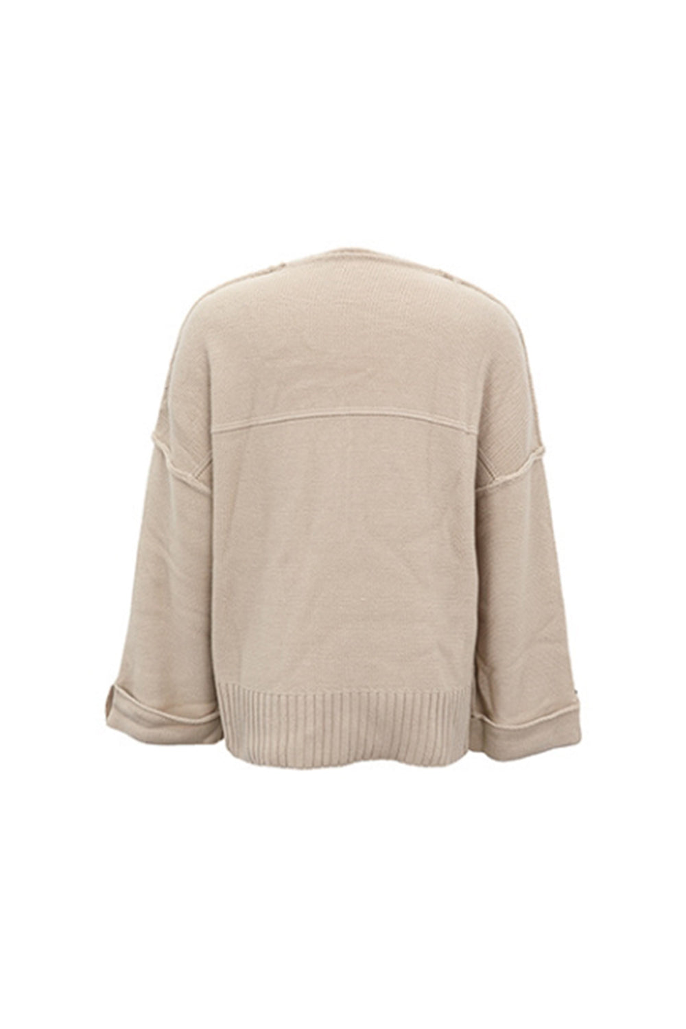 Reverse Button V-Neck Sweater