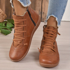 Side Zipper Slip On Comfy Soft Sole Platform Ankle Boots