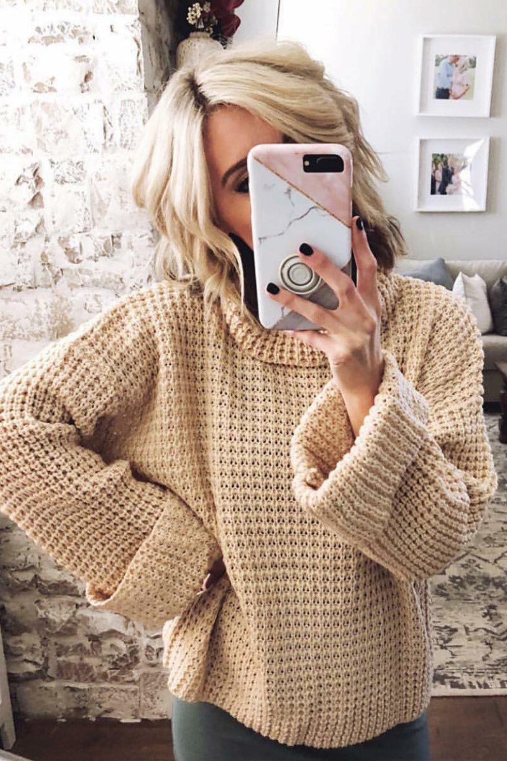 Loose Pure Color High Neck Sweater