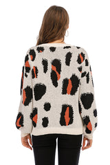 Leopard Round Neck Pullover Sweater