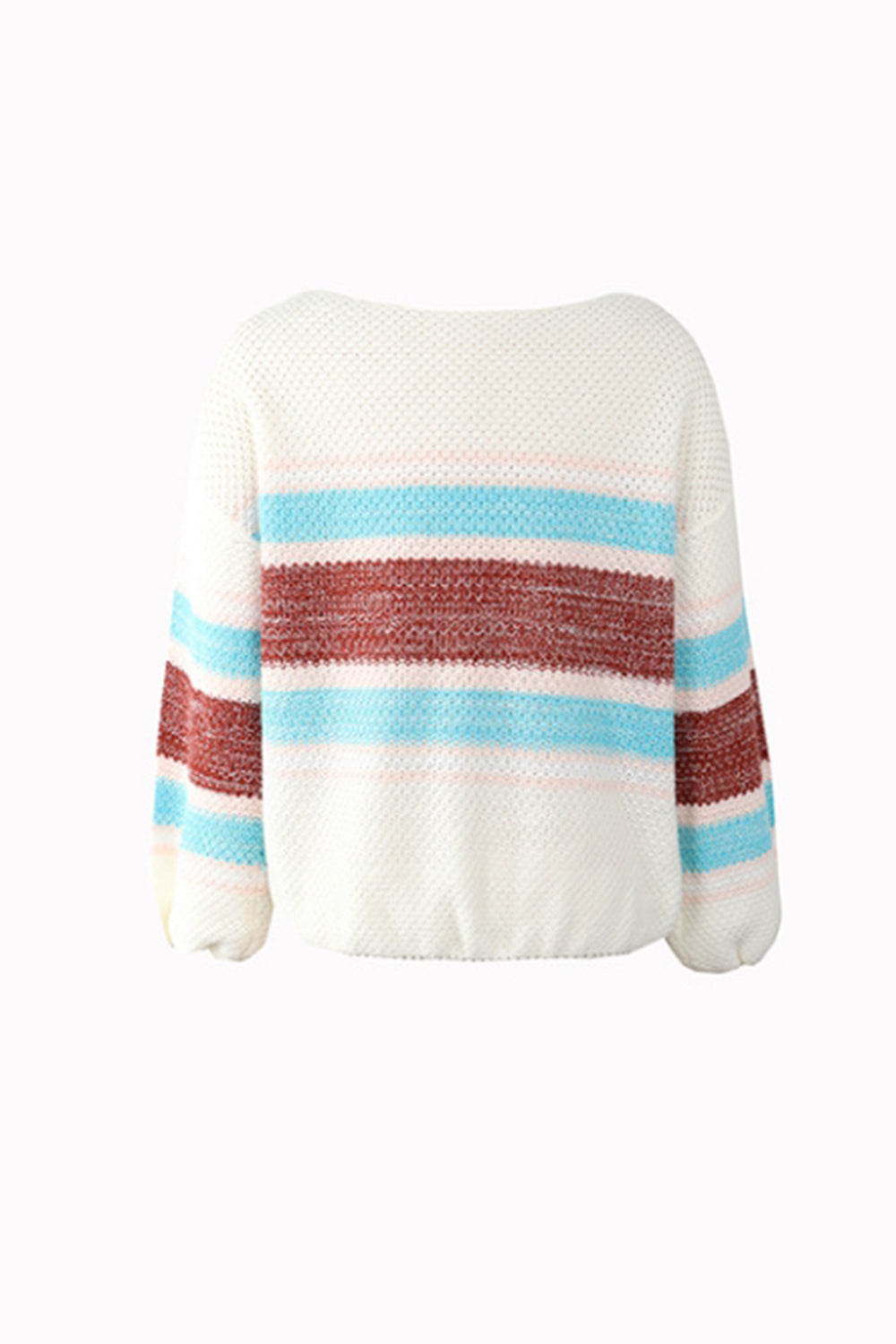 Off-Shoulder Contrast Rainbow Striped Sweater