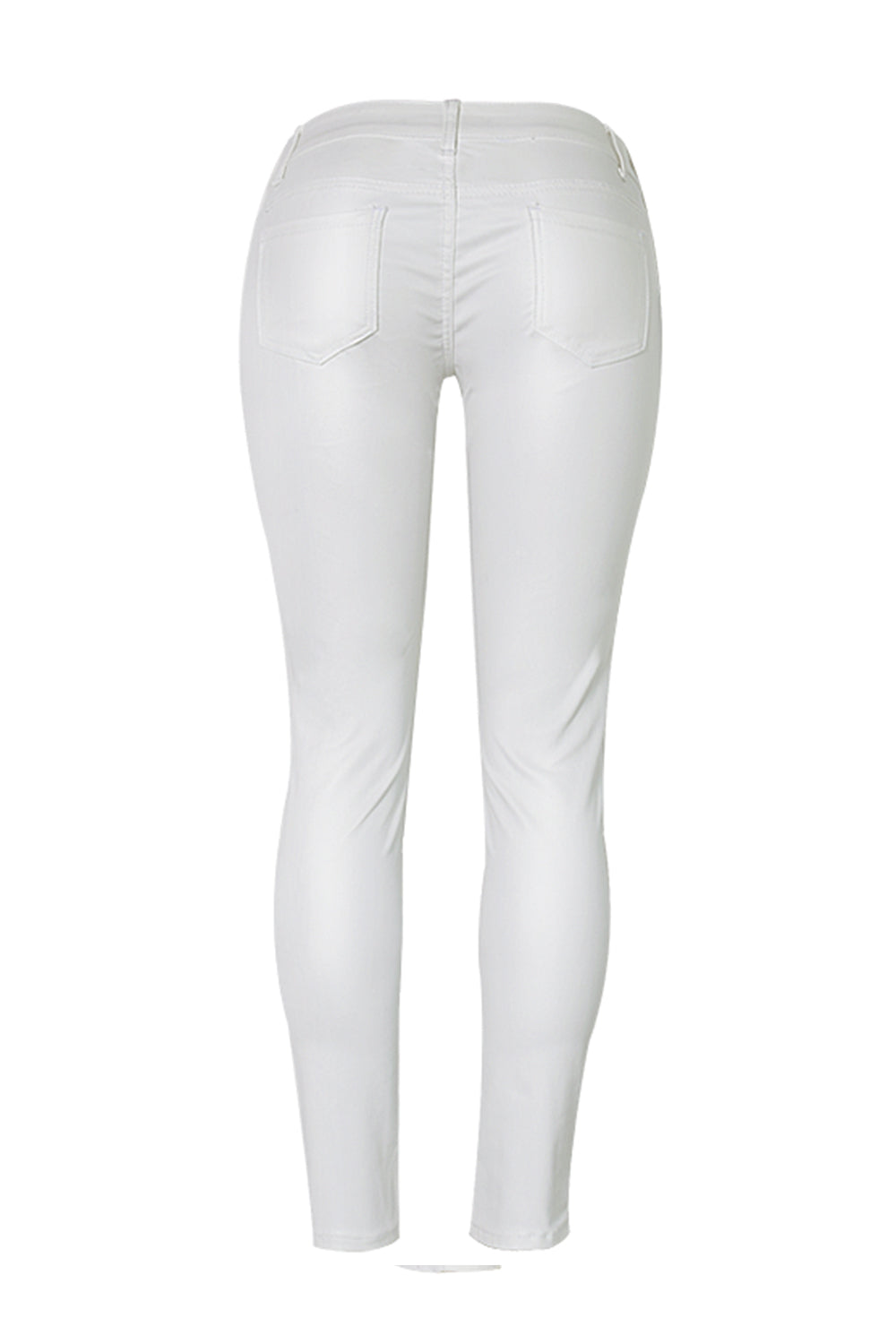 Zipper Solid Color Street Leather Pants