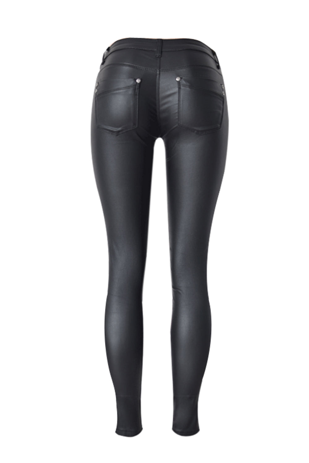 Low Rise Solid Leather Pants