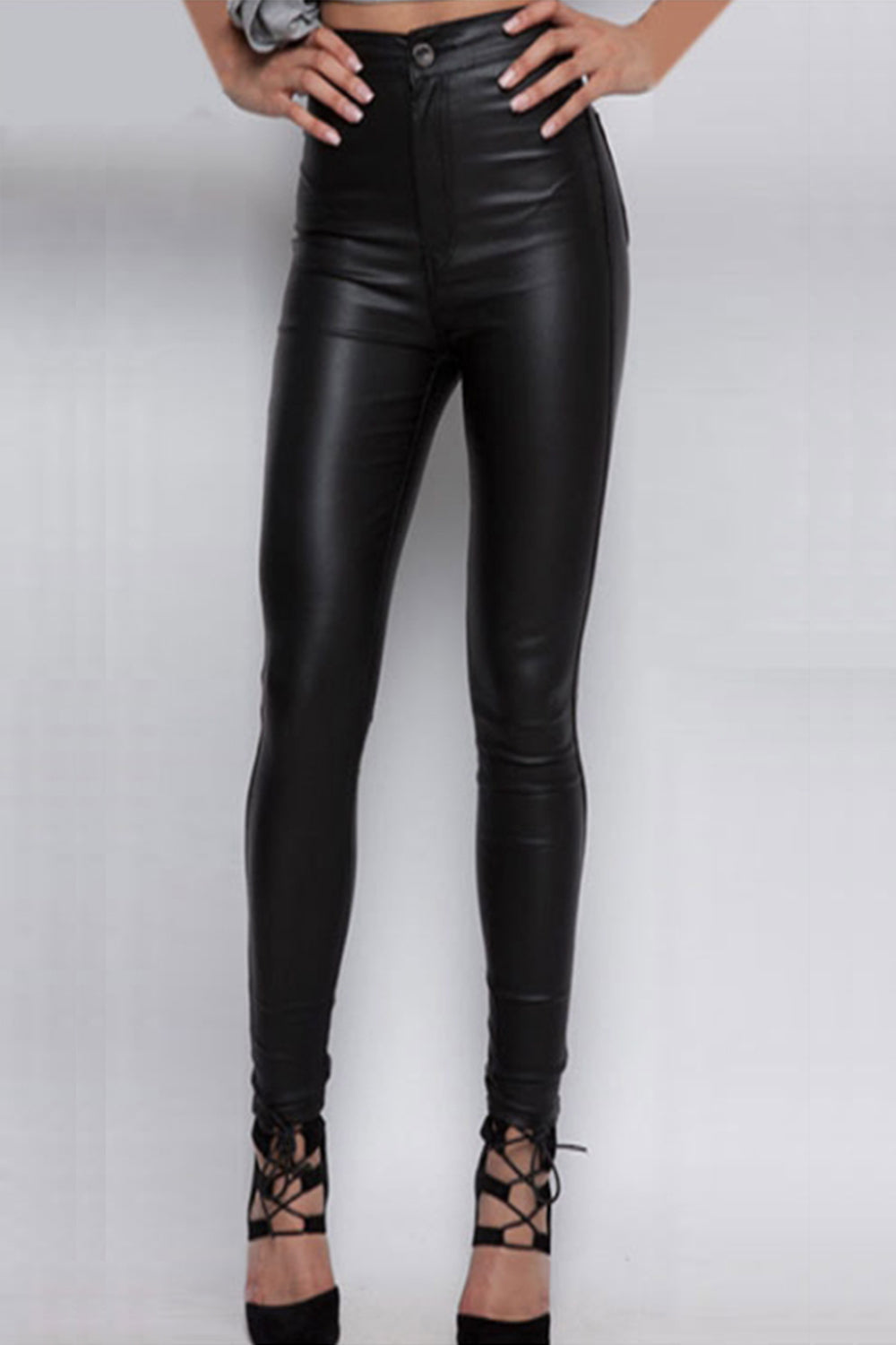 High Waist Motorcycle Street Leather Pants