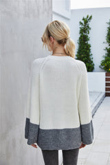 Loose Stitching Round Collar Pullover