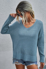 V-neck Solid-color Jumper