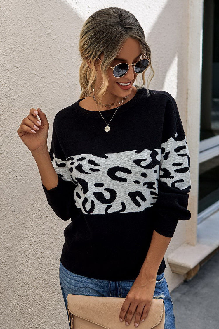 Leopard Print Turtleneck Sweater