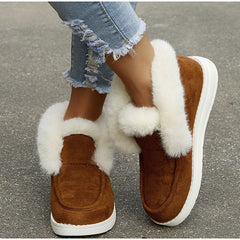 Warm Suede Leather Plush Fur Snow Boots